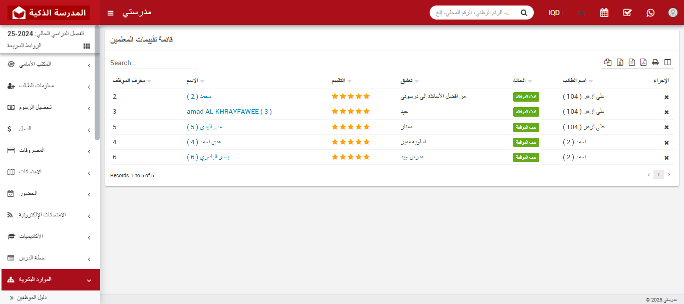 كيفية عرض تقييمات المعلمين؟